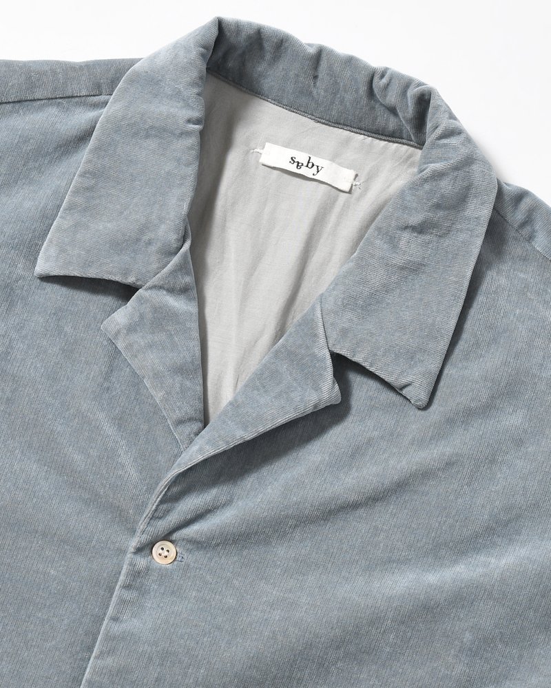 LAPEL SHIRTS 21W Corduroy Sun Fade Processing -SAX BLUE-
