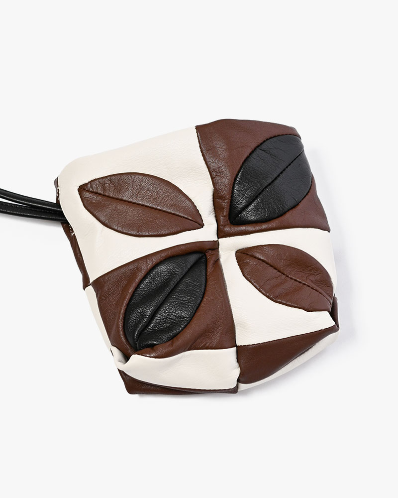 HAND-PATCH WORK LEATHER BAG -BROWN-