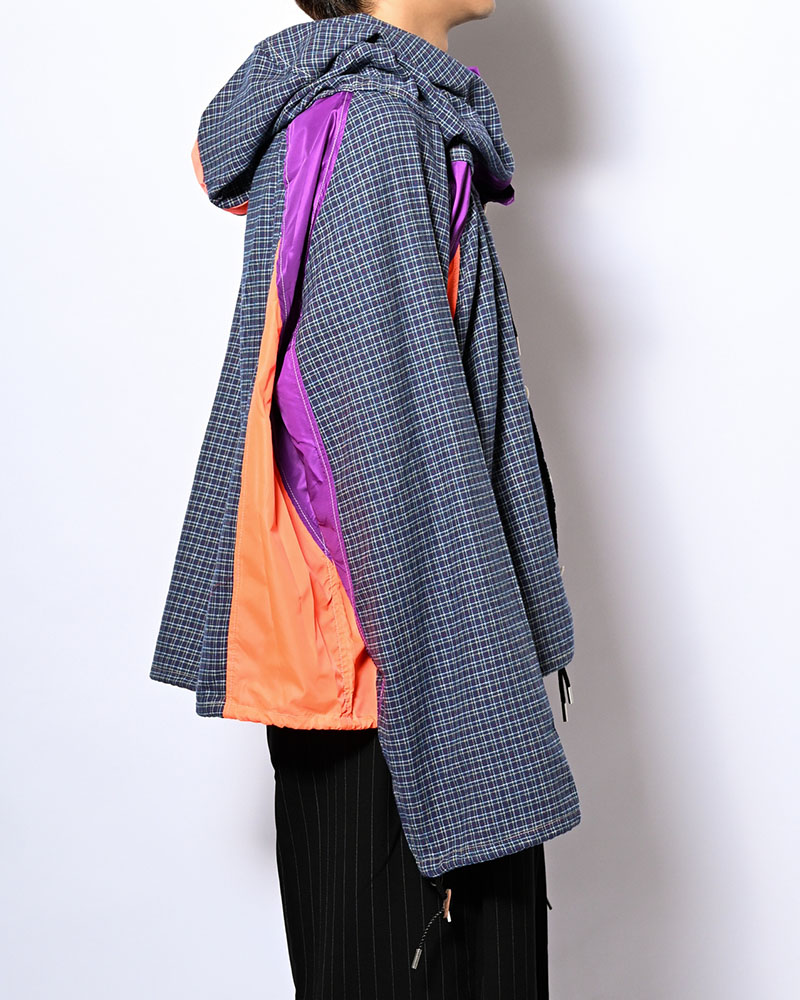 CHECKED SMOCK SHIRT -BLUE-