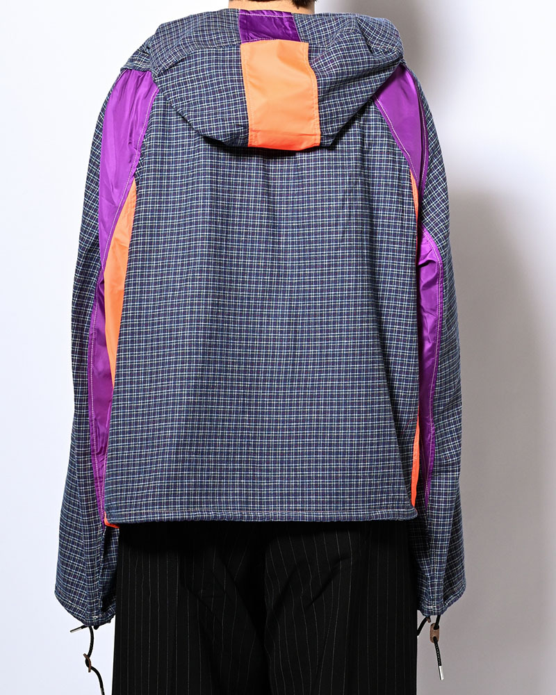 CHECKED SMOCK SHIRT -BLUE-