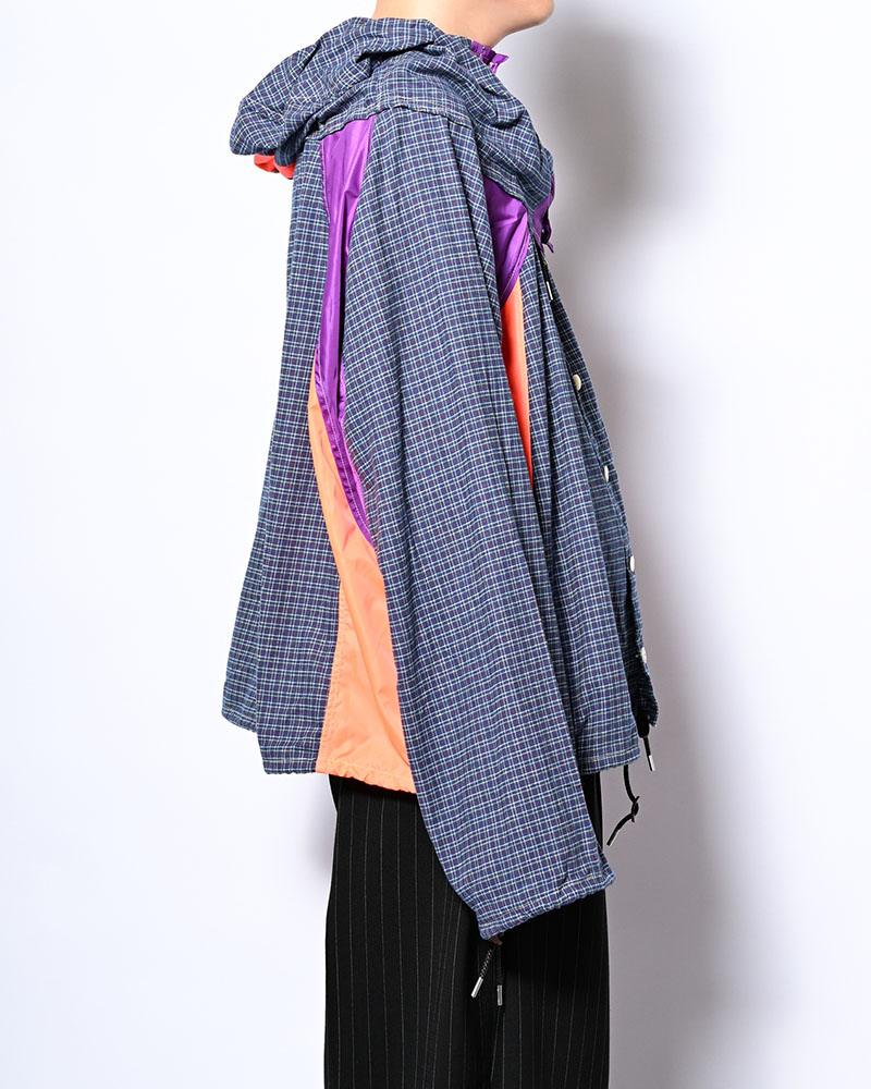 CHECKED SMOCK SHIRT -BLUE-