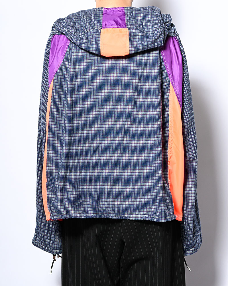 CHECKED SMOCK SHIRT -BLUE-