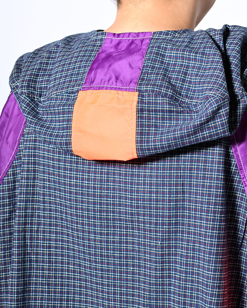 CHECKED SMOCK SHIRT -BLUE-