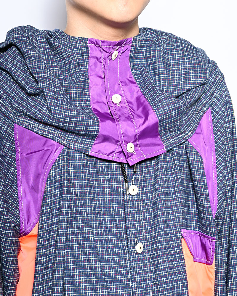 CHECKED SMOCK SHIRT -BLUE-