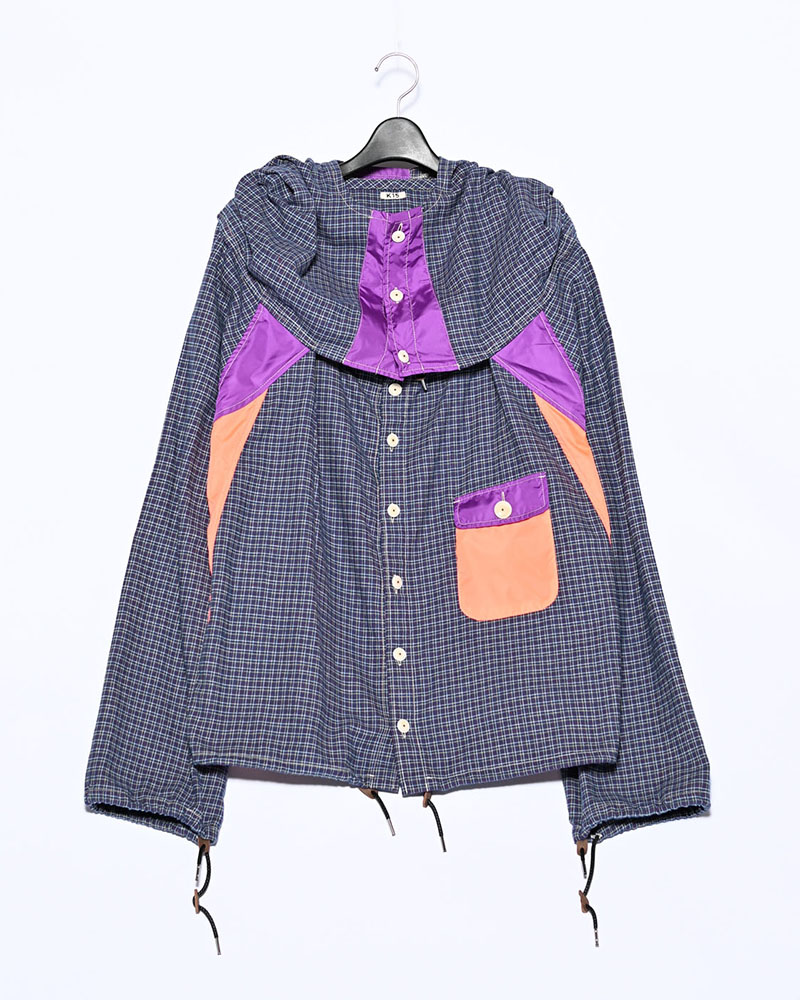 CHECKED SMOCK SHIRT -BLUE-