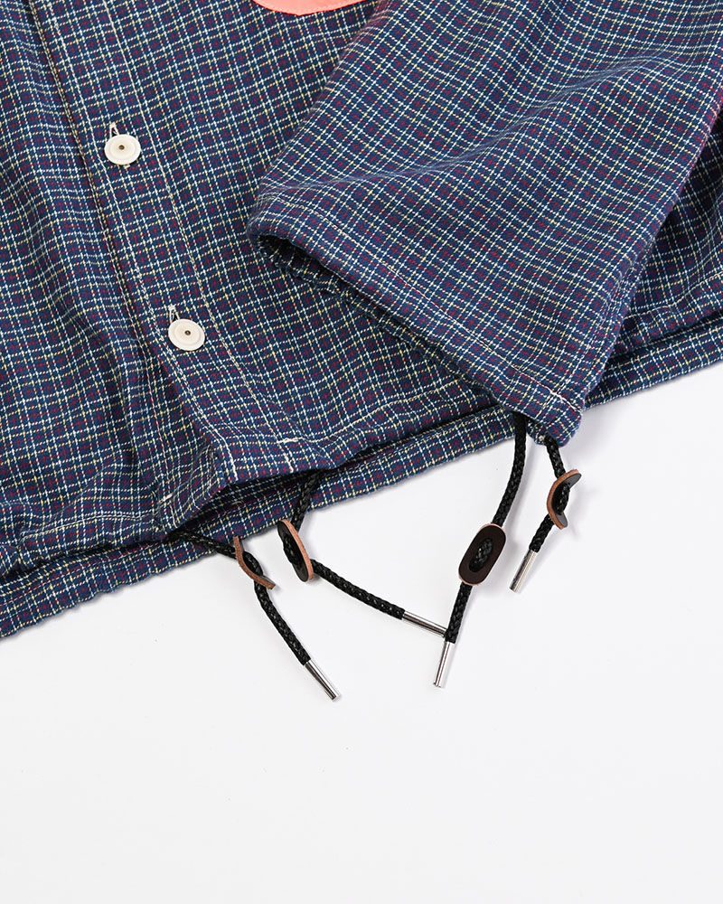 CHECKED SMOCK SHIRT -BLUE-