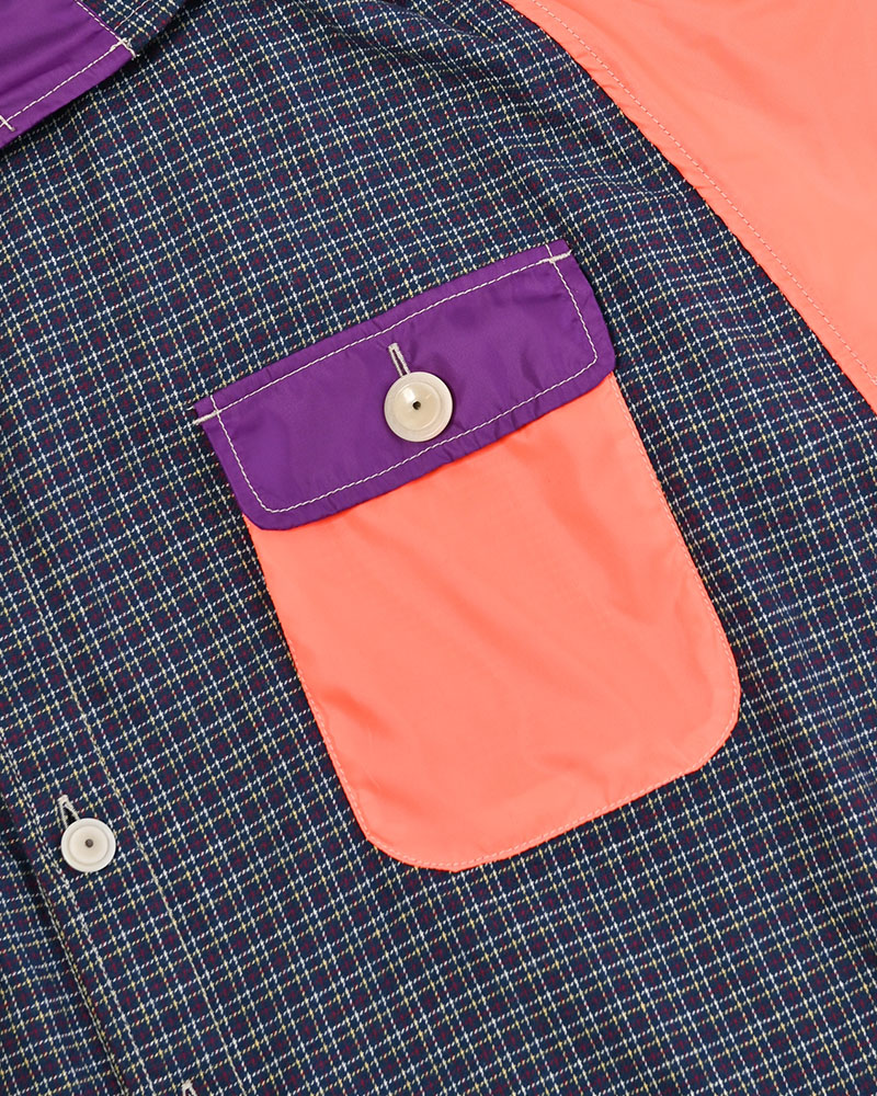 CHECKED SMOCK SHIRT -BLUE-