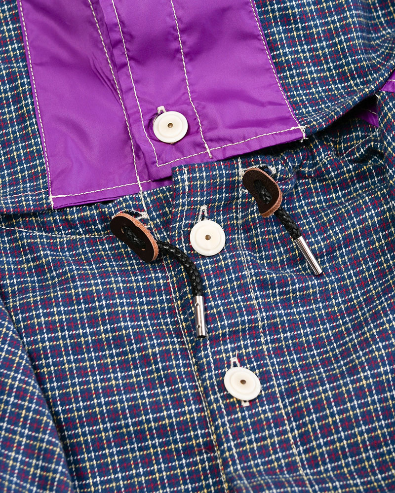 CHECKED SMOCK SHIRT -BLUE-