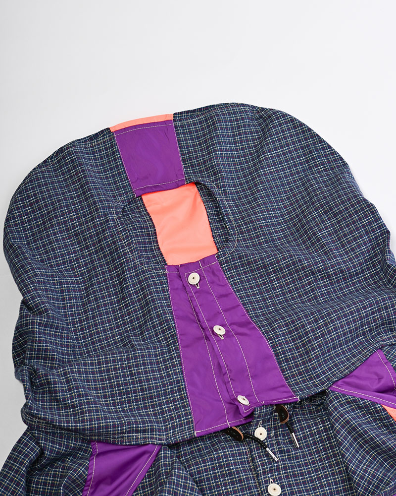 CHECKED SMOCK SHIRT -BLUE-