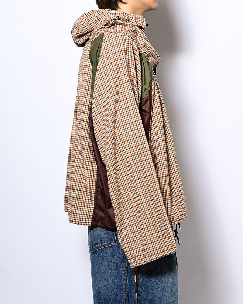 CHECKED SMOCK SHIRT -BROWN-