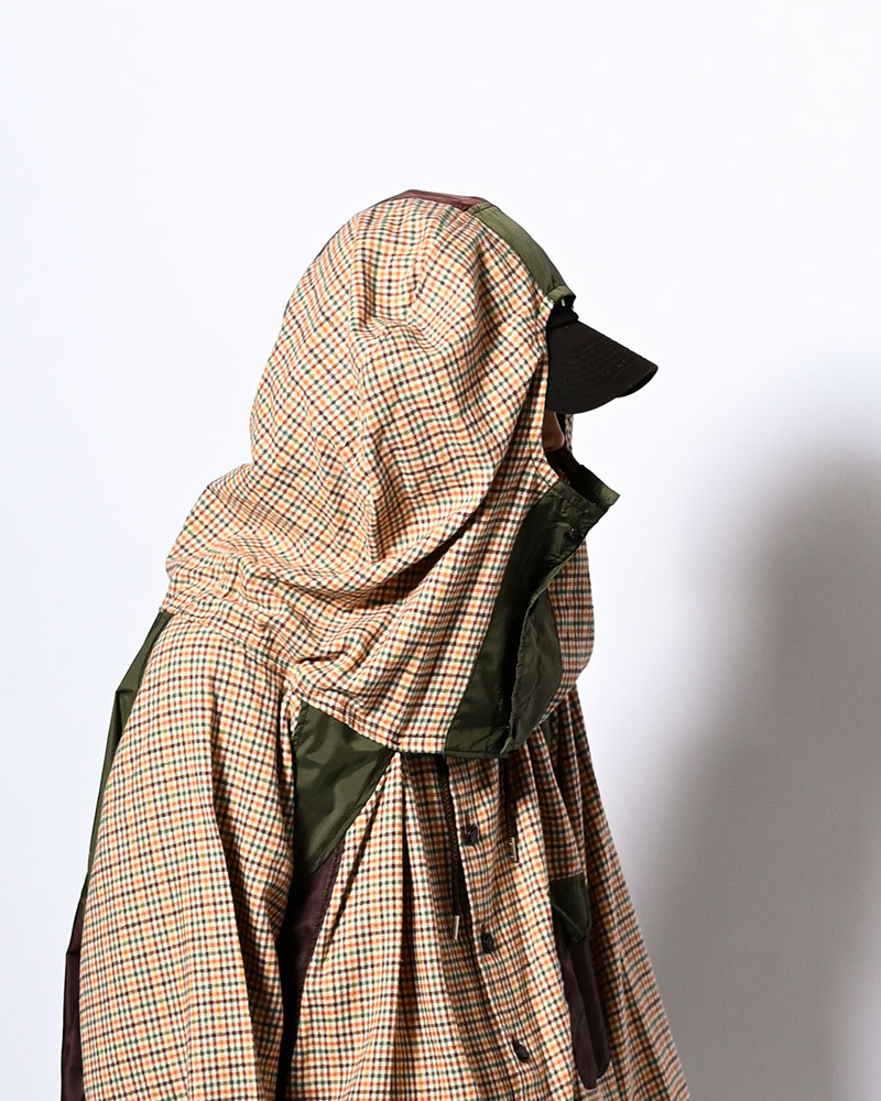 CHECKED SMOCK SHIRT -BROWN-