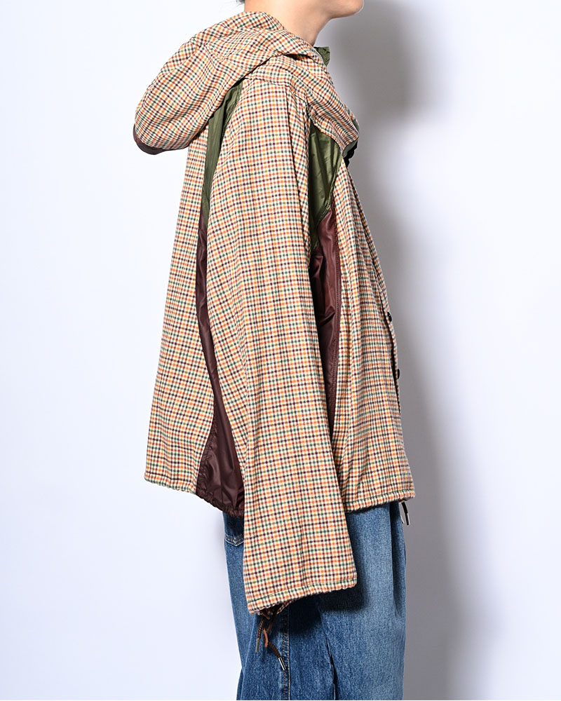 CHECKED SMOCK SHIRT -BROWN-