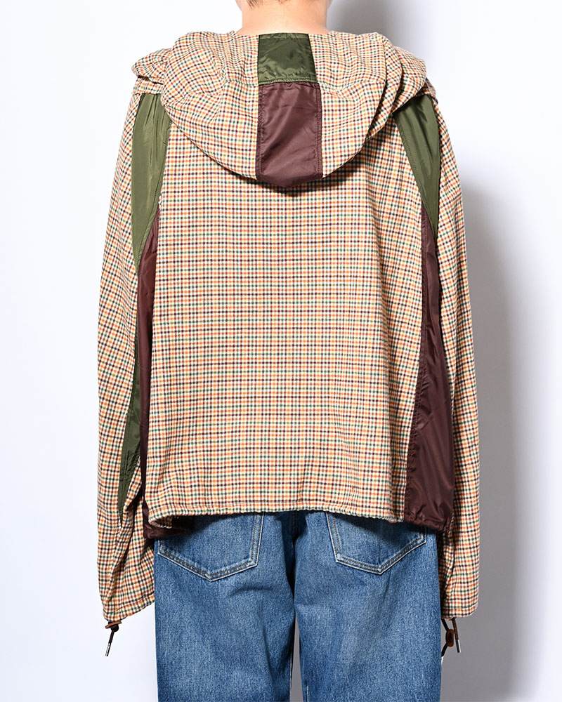 CHECKED SMOCK SHIRT -BROWN-