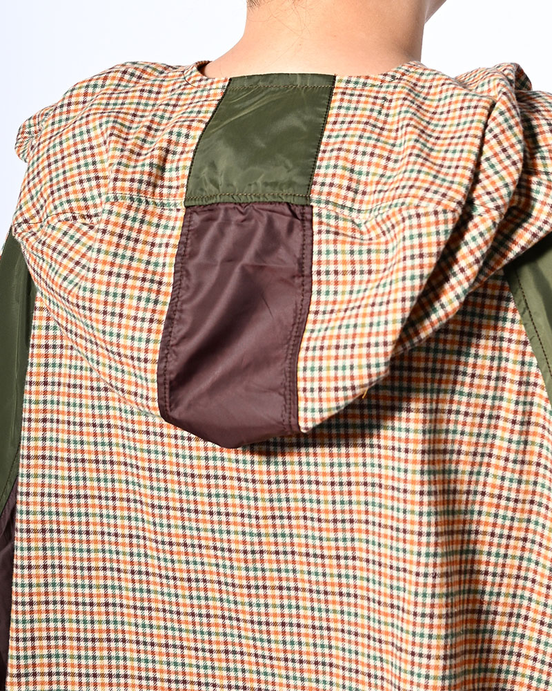 CHECKED SMOCK SHIRT -BROWN-