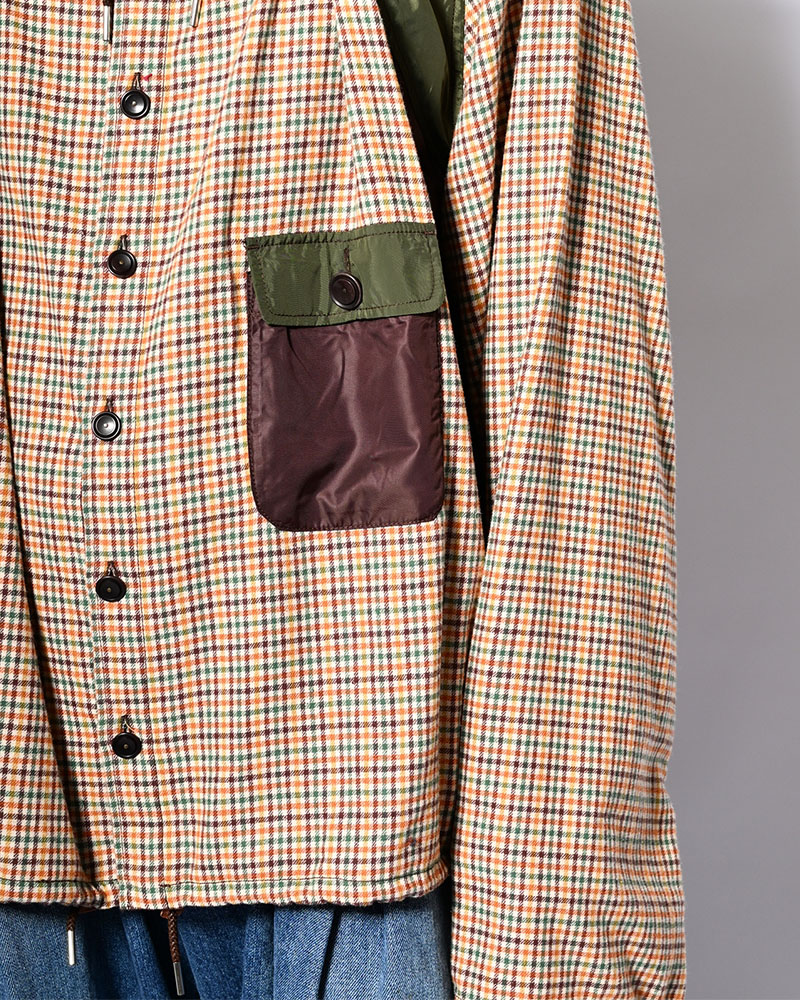 CHECKED SMOCK SHIRT -BROWN-