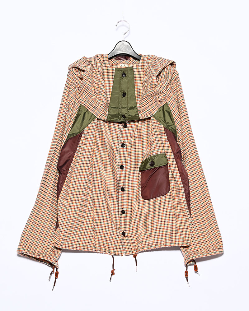 CHECKED SMOCK SHIRT -BROWN-