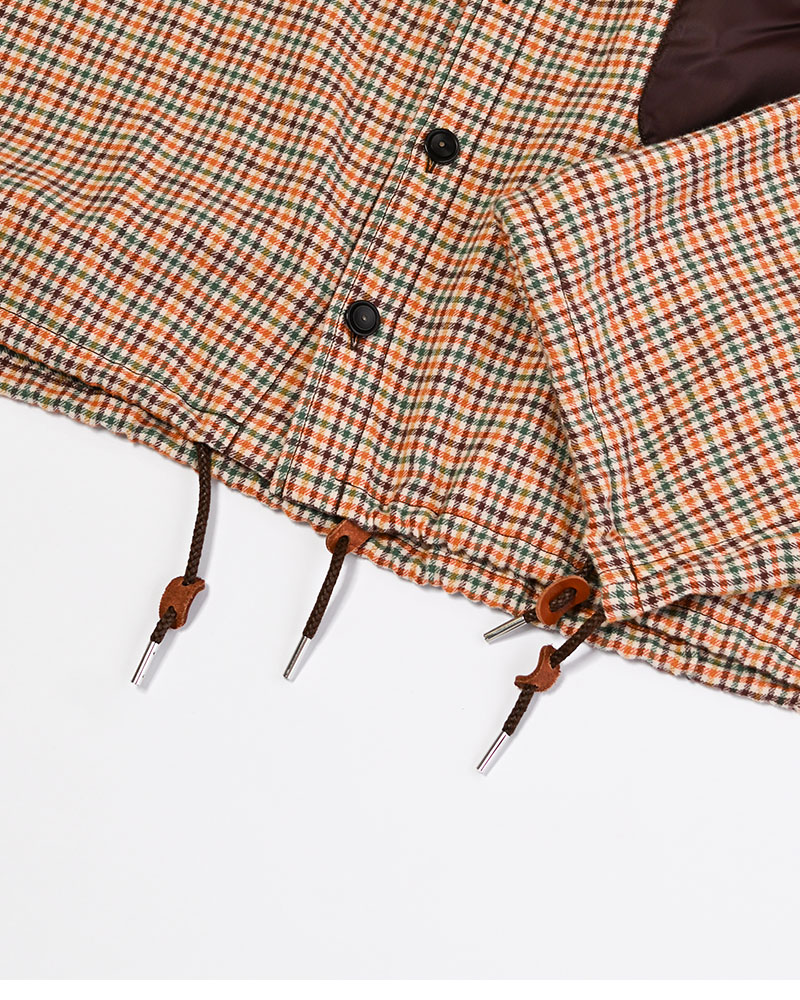 CHECKED SMOCK SHIRT -BROWN-