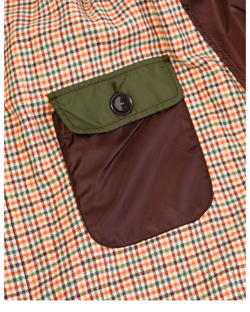 CHECKED SMOCK SHIRT -BROWN-