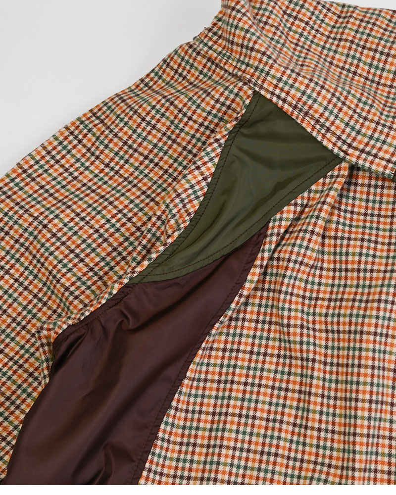 CHECKED SMOCK SHIRT -BROWN-