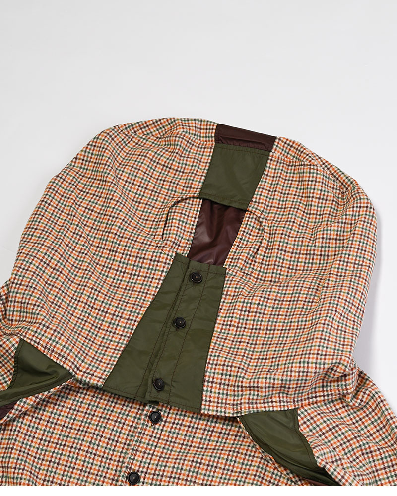 CHECKED SMOCK SHIRT -BROWN-