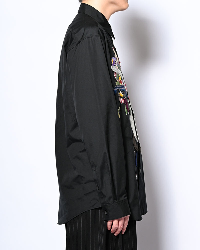 APPLIQUE-DETAIL SHIRT -BLACK-