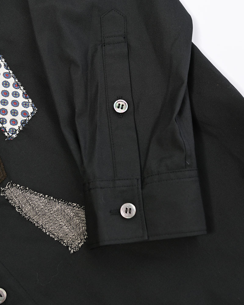 APPLIQUE-DETAIL SHIRT -BLACK-