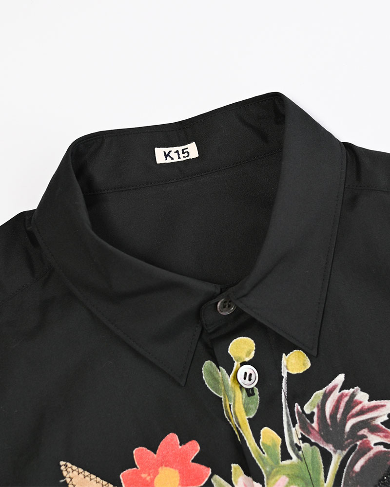 APPLIQUE-DETAIL SHIRT -BLACK-