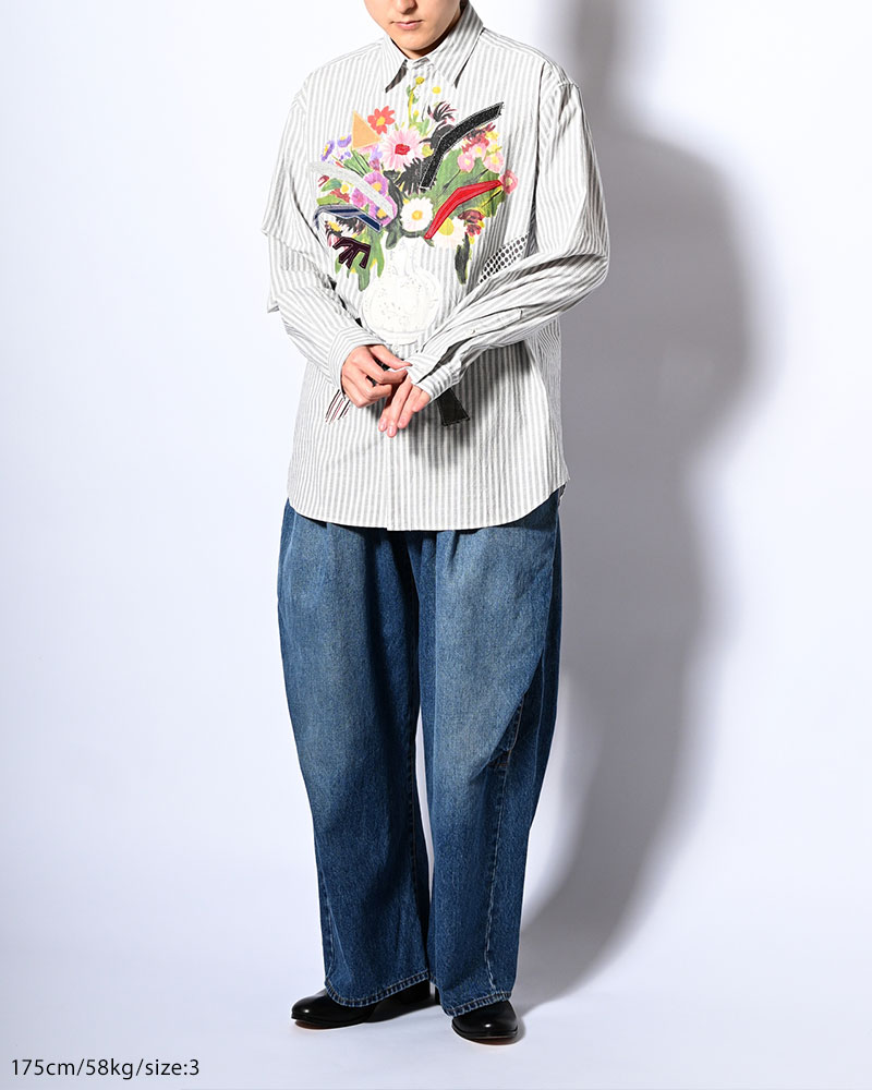 APPLIQUE-DETAIL SHIRT -WHITE-