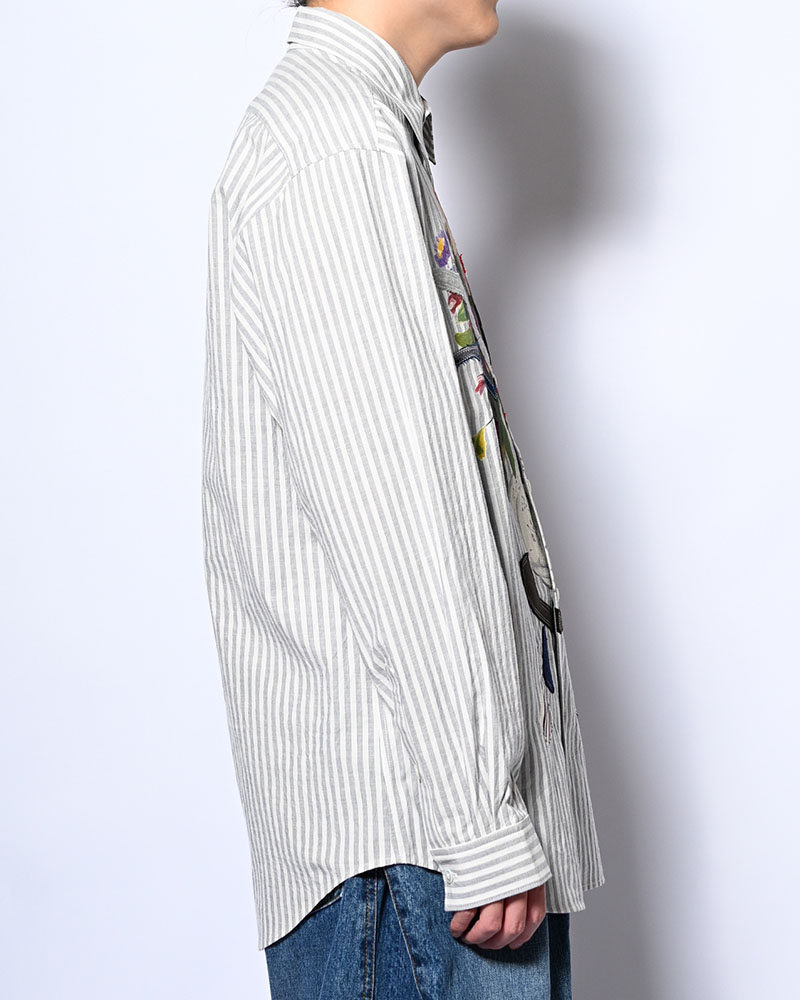 APPLIQUE-DETAIL SHIRT -WHITE-