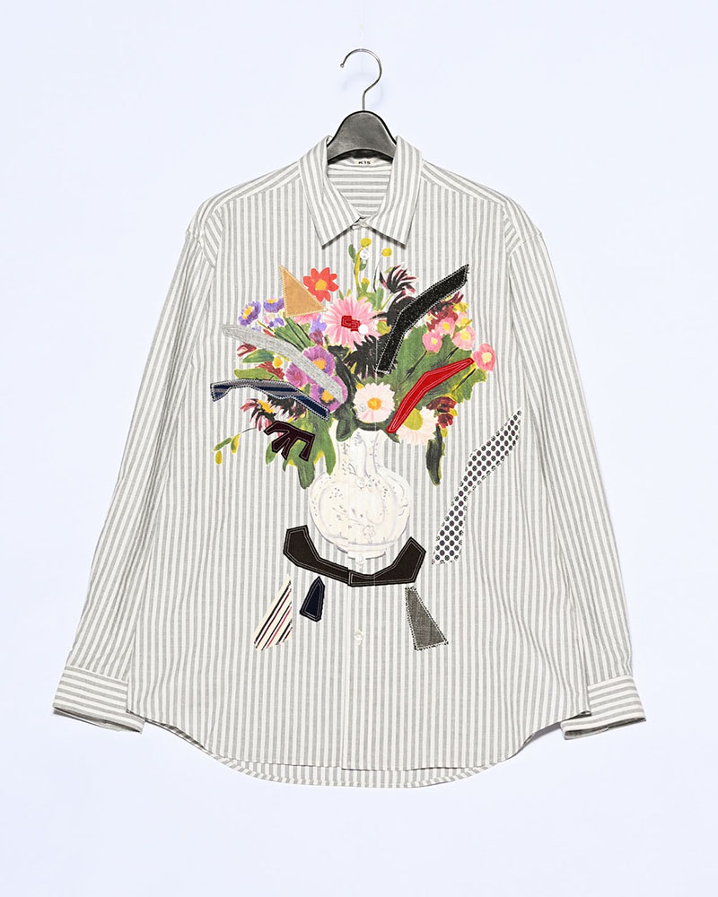 APPLIQUE-DETAIL SHIRT -WHITE-