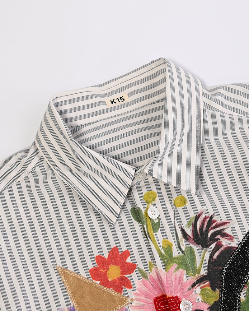 APPLIQUE-DETAIL SHIRT -WHITE-