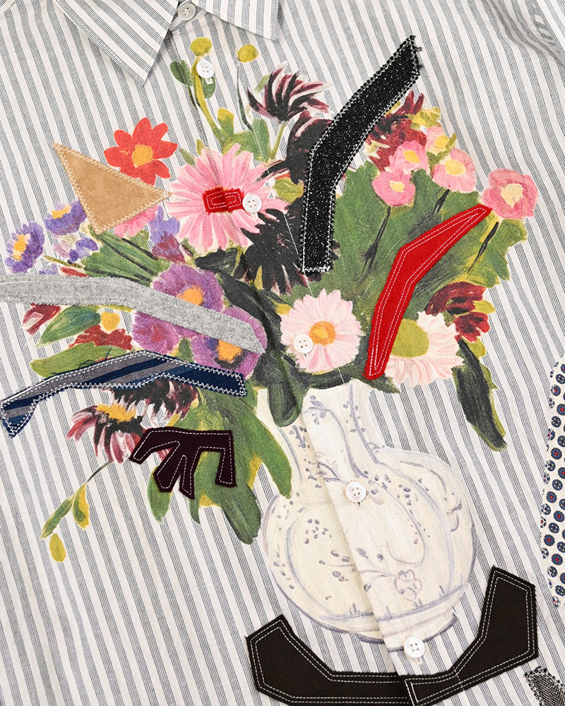 APPLIQUE-DETAIL SHIRT -WHITE-