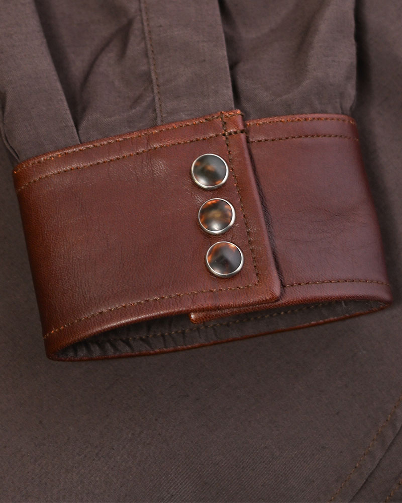WESTERN LEATHER SHIRT -BROWN-