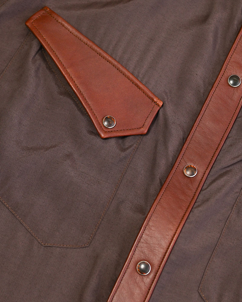 WESTERN LEATHER SHIRT -BROWN-