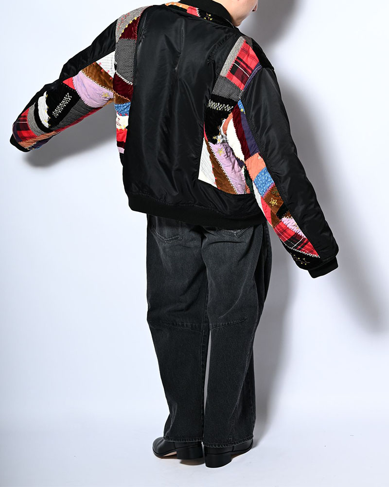 Quilt bomber Jacket -BLACK-