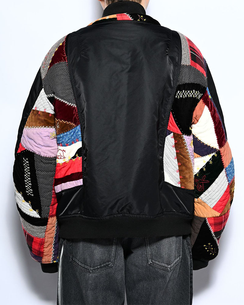 Quilt bomber Jacket -BLACK-