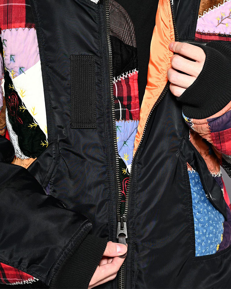 Quilt bomber Jacket -BLACK-