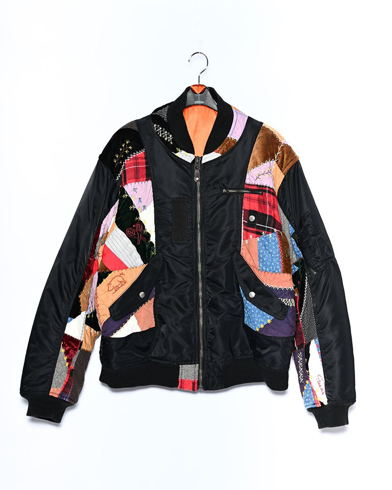 Quilt bomber Jacket -BLACK-