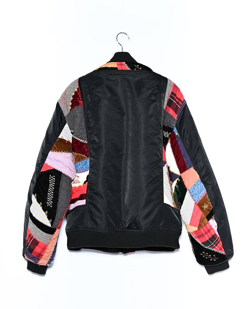 Quilt bomber Jacket -BLACK-