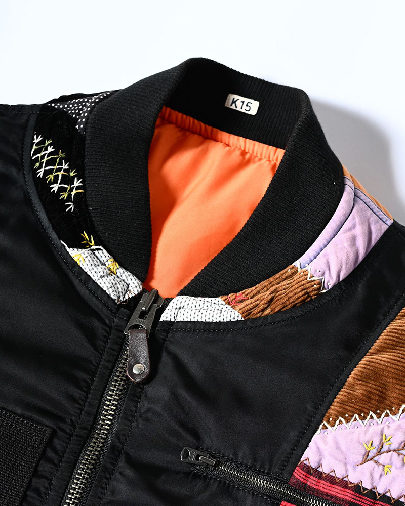 Quilt bomber Jacket -BLACK-