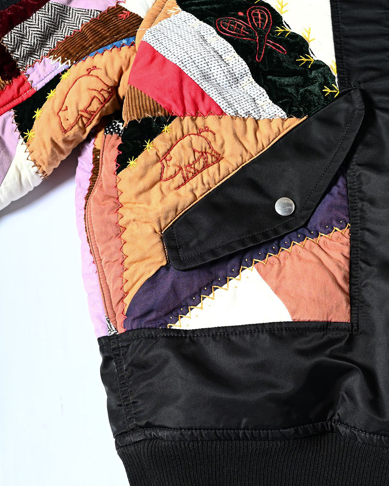 Quilt bomber Jacket -BLACK-