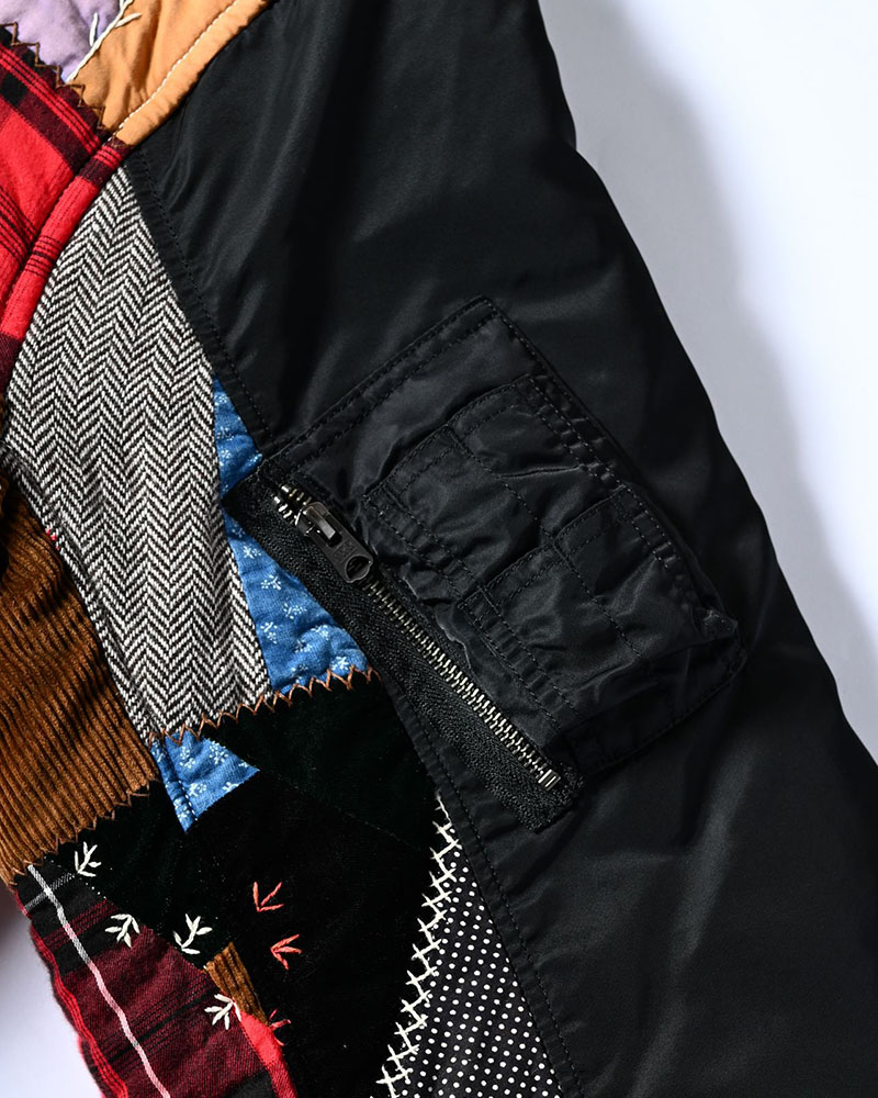 Quilt bomber Jacket -BLACK-