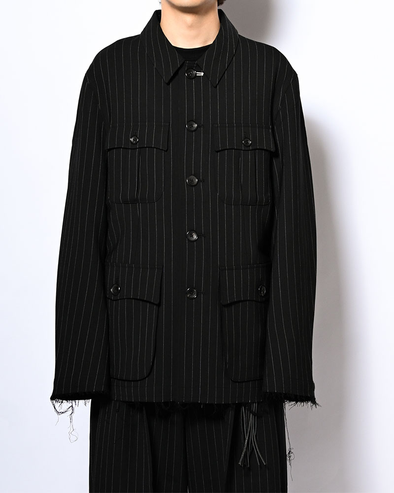 BONDED WOOL JACKET -BLACK-