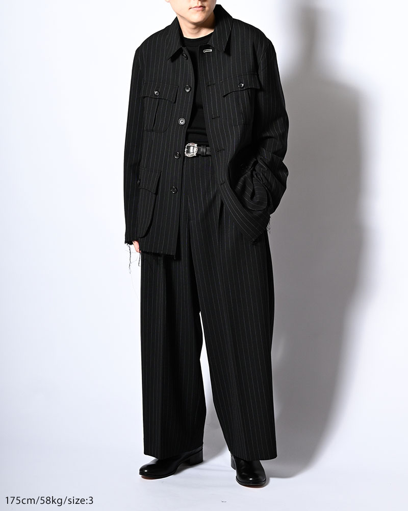 BONDED WOOL JACKET -BLACK-