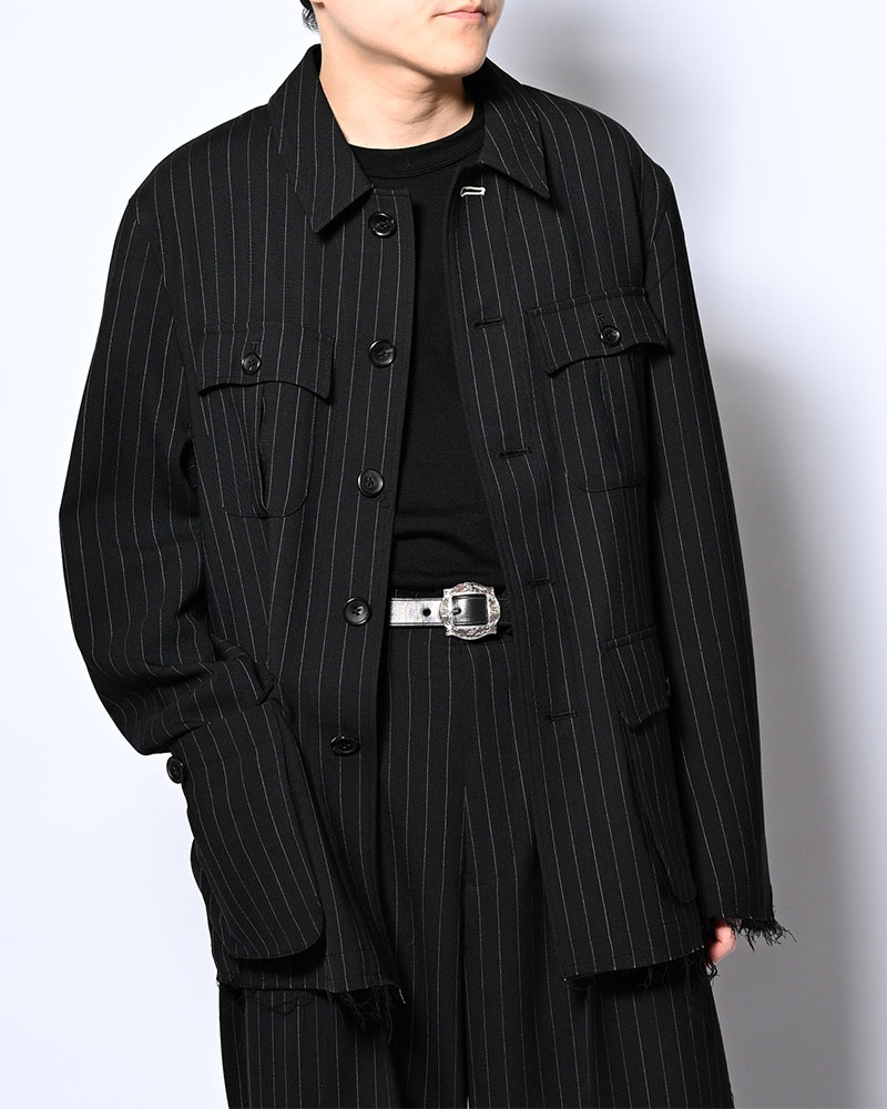BONDED WOOL JACKET -BLACK-