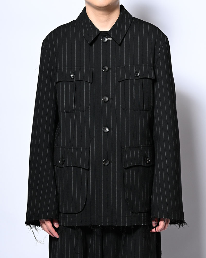 BONDED WOOL JACKET -BLACK-