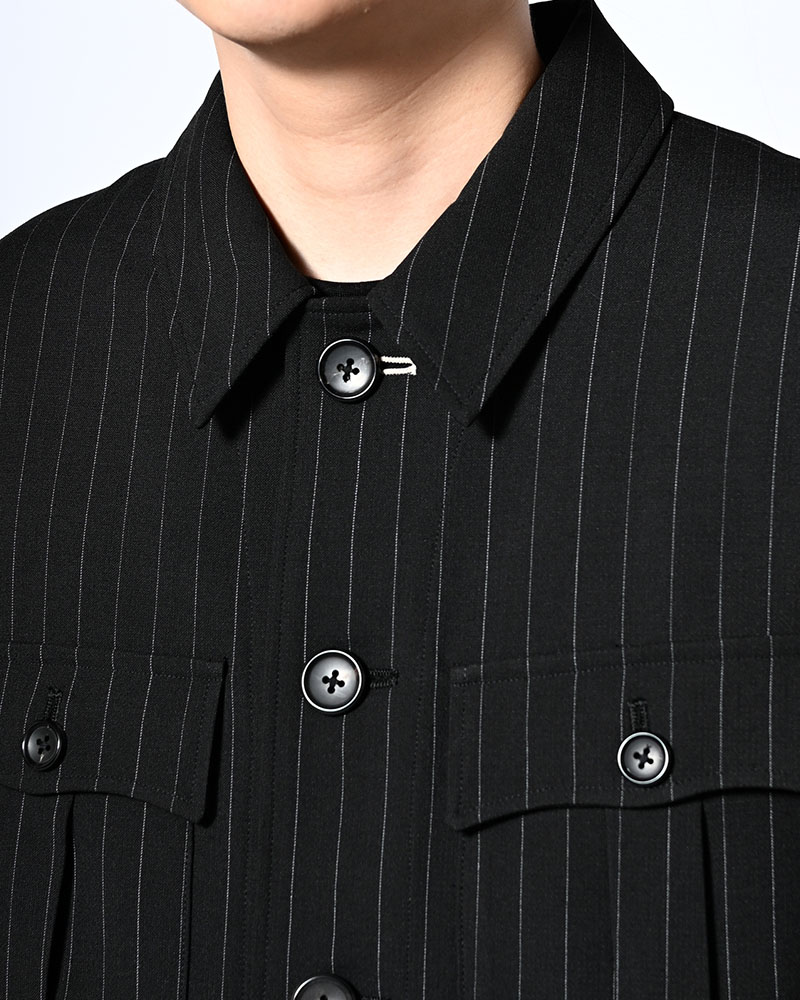 BONDED WOOL JACKET -BLACK-