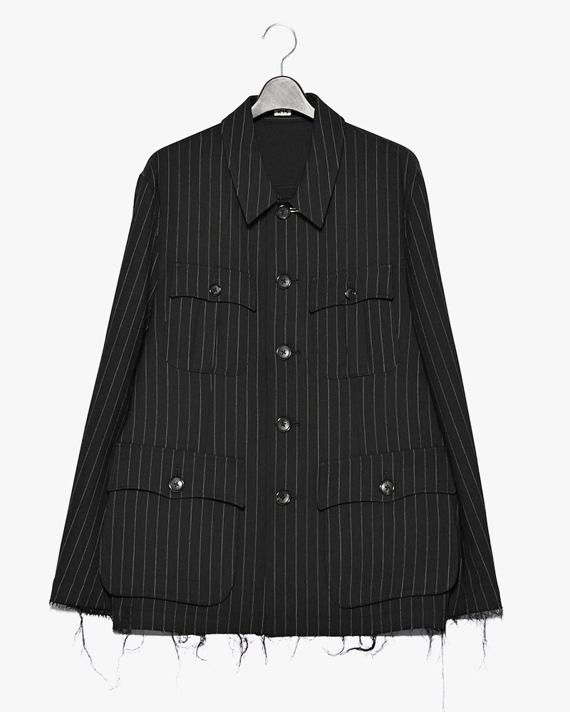 BONDED WOOL JACKET -BLACK-