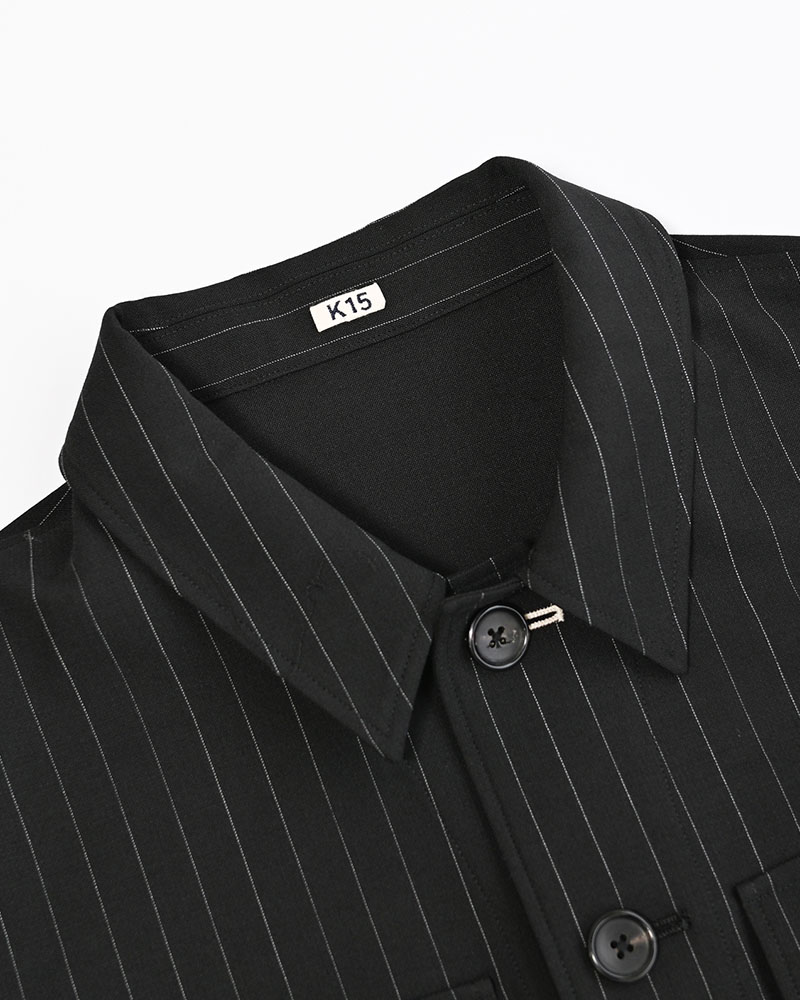 BONDED WOOL JACKET -BLACK-