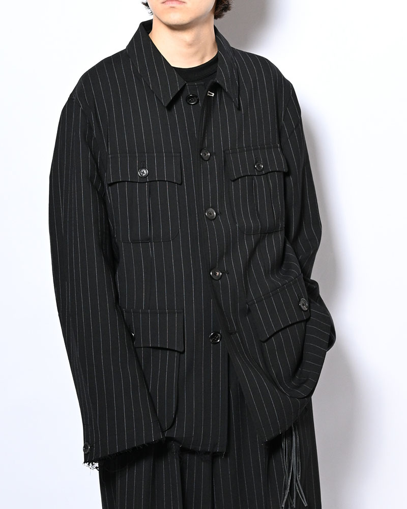 BONDED WOOL JACKET -BLACK-